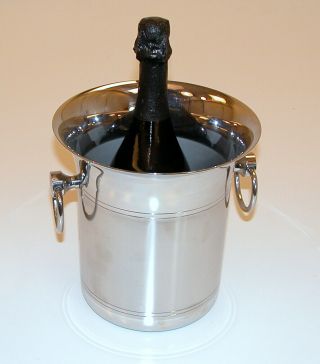 Jean Couzon Polished Ionix Stainless Steel Champagne Ice Bucket Made In France