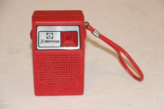Vintage Emerson Solid State Transistor Radio Red Taiwan