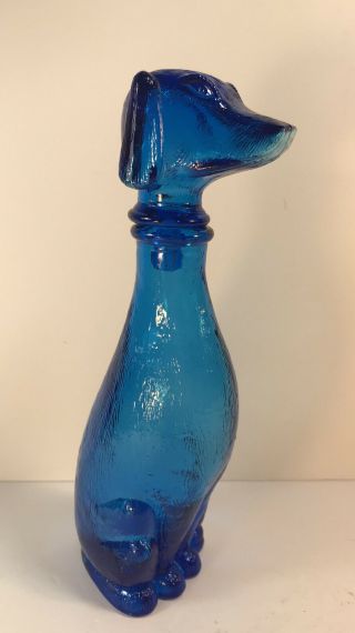Vintage Barsottini Blue Glass Dog Decanter Bottle