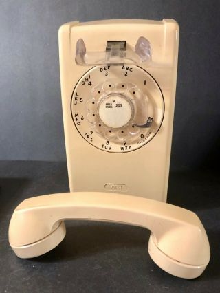 Vintage 1962 Rotary Dial Wall Phone Beige Western Electric Bell System