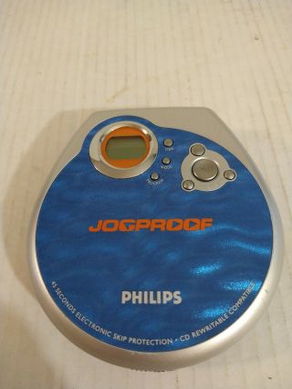 Philips Jog Proof Portable Cd Player Discman Model Ax3211/17 Blue Orange