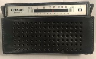 Vintage Hitachi 8 Transistor Radio Model Th - 830 With Leather Case Japan