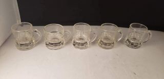Federal Glass Miniature Beer Mug Shot Glasses 1 7/8 " H Vintage Set Of Five