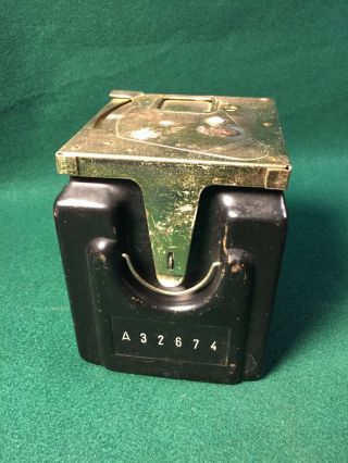 Vintage Payphone Telephone Coin Box With Cover 5” X 4” X 4 3/8”