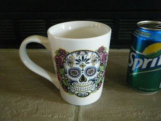 Fisher Stoneware Sugar Skulls Day Of The Dead Giant 16oz Coffee Cup Mug Rare