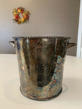 Vintage Pottery Barn Wine Cooler Chiller Ice Bucket Silver Plated