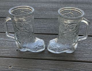 Vintage Beer Mugs Cowboy Boot Drinking Glass Country Bar Set Of 2