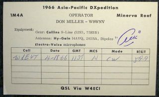 QSL 1M4A Minerva Reef Don Miller 1966 Asia Pacific Dxpedition 2