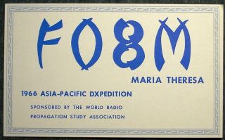 Qsl Fo8m Maria Theresa Don Miller 1966 Asia Pacific Dxpedition