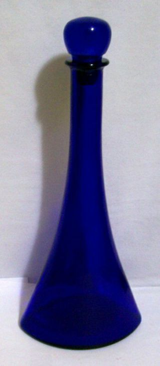 Vtg Cobalt Blue Bottle Decanter With Stopper