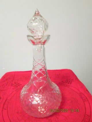 Tall Clear Glass Jeannie Bottle Wine Decanter W/glass Stopper R - 105/58 - 56/7 11 "