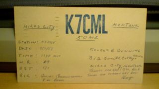 Amateur Ham Radio Qsl Postcard K7cml Dunning Family 1959 Miles City Montana