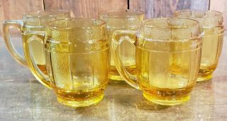 5 Vtg Amber Gold Hazel - Atlas Mini Beer Barrel Jigger Mugs Shot Glass Toothpicks 2