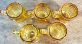 5 Vtg Amber Gold Hazel - Atlas Mini Beer Barrel Jigger Mugs Shot Glass Toothpicks 3