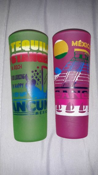 Shot Glass 4 Tequila Stages Cancun Mexico 4 " Shot Glasses