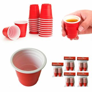 100 Mini Red Cups 2oz Plastic Shot Glasses Jello Jelly Drink Party Disposable