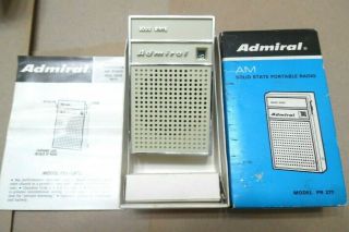 N.  O.  S.  Admiral Am Transistor Portable Radio Model Pr 277 W/ Box & Instructions