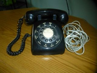 Vintage Itt Black Desk Rotary Dial Telephone With Wiring