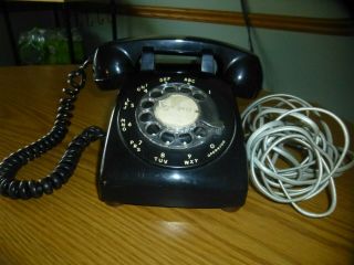 Vintage ITT Black Desk Rotary Dial Telephone with Wiring 2