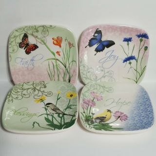 Meadow Wonders Mini Plates Coasters Set Of 4 Inspirations Flowers Butterflies