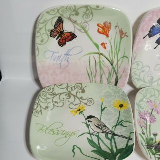 Meadow Wonders Mini Plates Coasters Set of 4 Inspirations Flowers Butterflies 2
