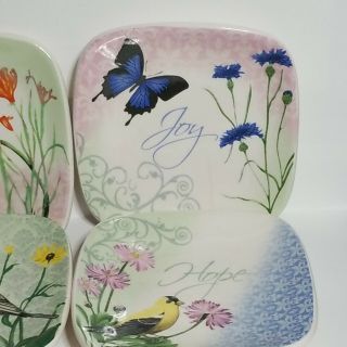 Meadow Wonders Mini Plates Coasters Set of 4 Inspirations Flowers Butterflies 3