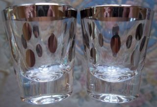 Vintage Shot Glass Dorothy Thorpe Style Metallic Silver Ovals 60s Bar Ware