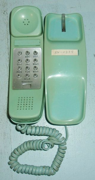 Vintage Western Electric Trimline Push Button Telephone Aqua Turquoise Color 2
