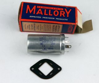 Nos Mallory Fp - 149 80uf/450vdc Aluminum Electrolytic Capacitor Tests Good