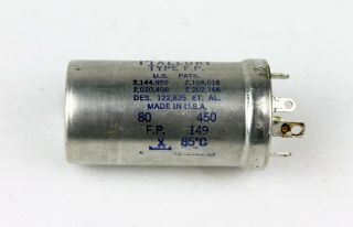 NOS Mallory FP - 149 80uF/450VDC Aluminum Electrolytic Capacitor Tests Good 2