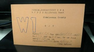 Amateur Ham Radio Qsl Postcard W1kjt John Bibisi 1955 Durham Connecticut