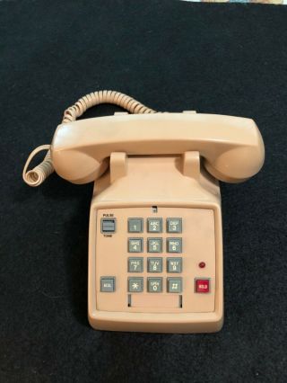 Vintage Radio Shack Beige Push Button Desk Phone Model 43 - 375,  Pulse/tone