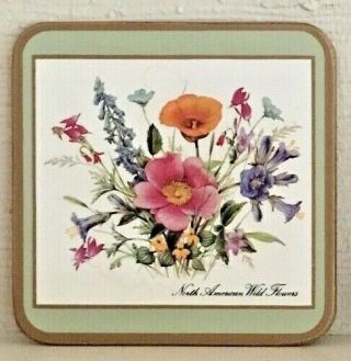 Set Of 6 Pimpernel North American Wild Flowers Acrylic Cork - Back Coasters