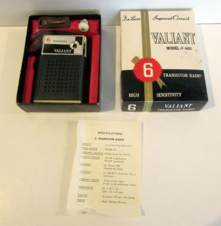 Vintage Valiant 6 Transistor Radio V - 666,  Box & Accessories,  Hong Kong