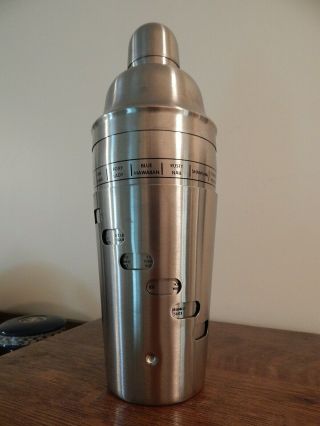 Vintage Stainless Steel Cocktail Shaker With Recipes Napier Style