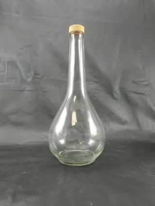 Collectible Vintage Clear Glass Whiskey Liquor Bottle With Stopper 11 " Teardrop