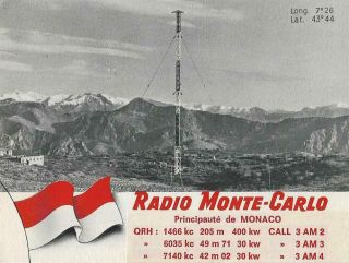 1967 Qsl: Radio Monte Carlo,  Monte Carlo,  Principauté Monaco (no Overprint)