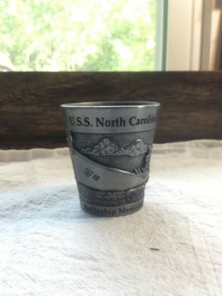 Pewter Battleship U.  S.  S.  North Carolina Souvenir Shot Glass
