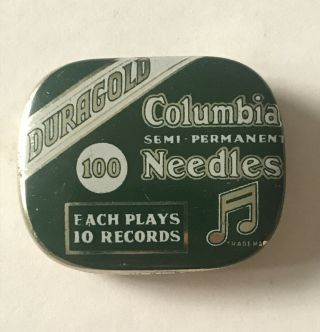 Gramophone Phonograph Needle Tin Columbia Duragold With Needles