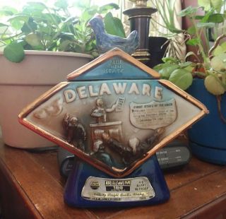 Vintage Jim Beam Decanter Delaware Blue Hen State 100 Months Old Handcrafted