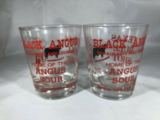2 Vintage Texas Bull Shot Black Angus,  Mr.  Angus Rocks Lowball Whiskey Glass C4