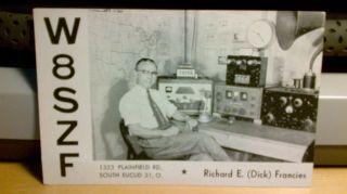Amateur Ham Radio Qsl Postcard W8szf Richard E.  Francies 1950s South Euclid Ohio