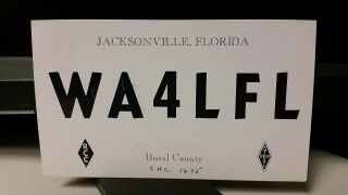 Amateur Ham Radio Qsl Postcard Wa4lfl Samuel E.  Cowan 1965 Jacksonville Florida