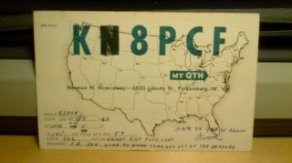 Amateur Ham Radio Qsl Postcard K8pcf Hemenway 1960 Parkersburg West Virginia