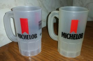 Beer Mugs Vintage Michelob Pair Mug Usa Clear Red Black