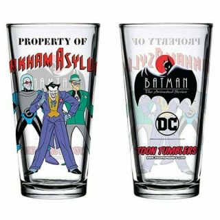 Arkham Asylum Pint Glass Toon Tumbler Batman The Animated Series The Joker
