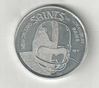 1971 Orleans Saints Los Angeles Rams Football Program Coin Token Medal Nfl