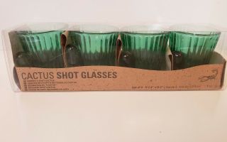 Kikkerland Cactus Shaped Green Shot Glasses {set Of 4} Glassware.