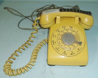 Vintage Western Electric Yellow Rotary Desk Telephone W/ Line From Auto Shop