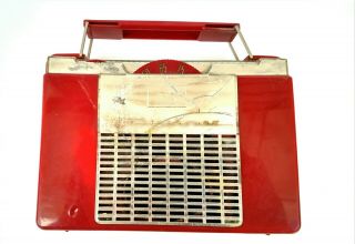 1952 Red Westinghouse Portable Tube Radio,  Model H372p4
